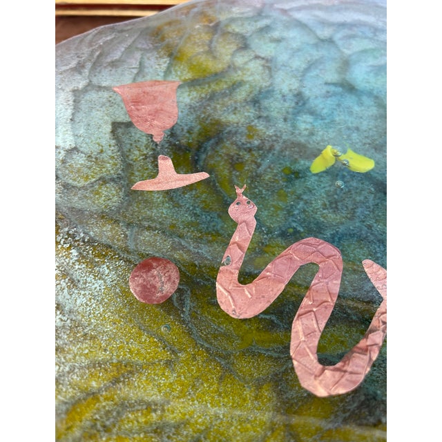 Vintage Cast Sculptural Art Piece With Embedded Figural Motifs and Textured Base For Sale - Image 10 of 11