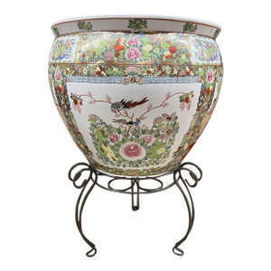Vintage Chinese Famille Rose Fishbowl Planter