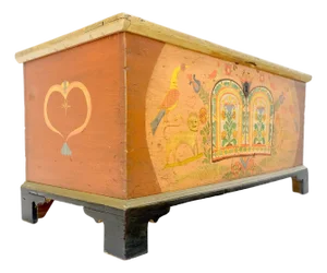 Dovetailed Painted Antique 19th Century Hope Chest Trunk Storage