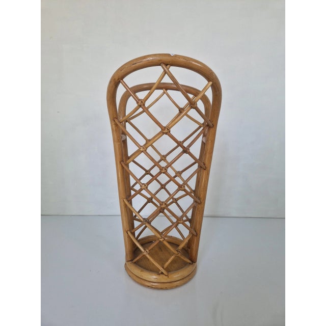 Mid-Century Bamboo and Wicker Umbrella Stand, 1960s For Sale - Image 4 of 6