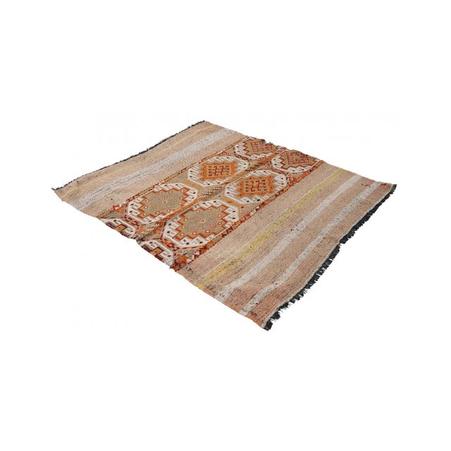 Handwoven vintage embroidered kilim rug from Marash region of Turkey. Approximately 50-60 years old. In good condition....