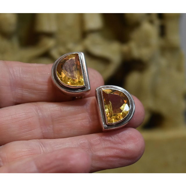 Lori Bonn Sterling Silver Citrine Clip on Earrings, Pair For Sale - Image 9 of 13