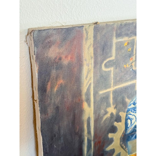 Late 20th Century Original Impressionist Still Life Painting, Chinoiserie and Lemons For Sale - Image 5 of 6