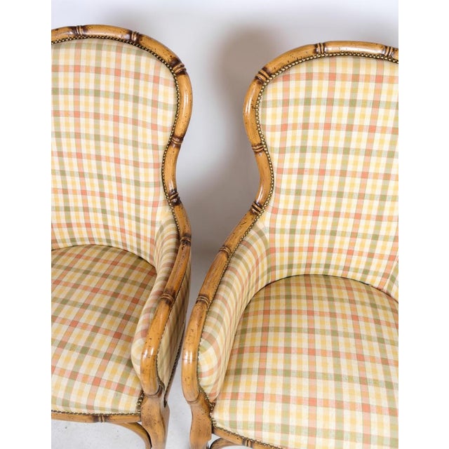 Set of Armchairs in Checkered Fabric & Wood, 1920s For Sale - Image 10 of 11