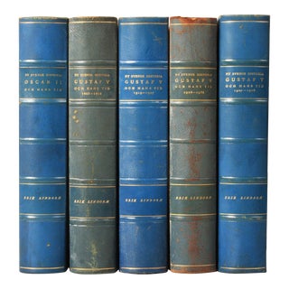 Scandinavian Leather-Bound Books - Set of 5 For Sale