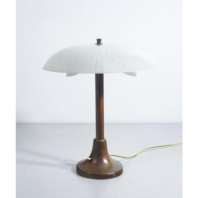 Art Deco Bronze and Glass Lamp, Early 20th Century For Sale - Image 4 of 14