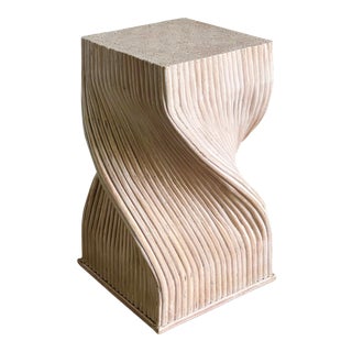 Vintage Cerused Pretzel Rattan Table Base For Sale