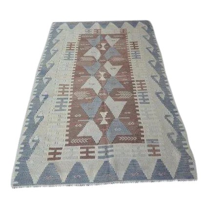 1960's Vintage Turkish Tribal Kilim Rug- 3′4″ × 5′7″ For Sale