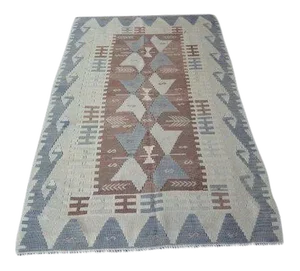 1960's Vintage Turkish Tribal Kilim Rug- 3′4″ × 5′7″