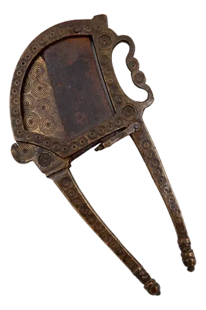 Brass Betel Nut Cutter with Chiseled Decoration, India