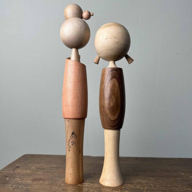 Set of Vintage Sosaku Kokeshi by Miyashita Hajime, Japan., 1960s, Set of 2 For Sale - Image 10 of 11