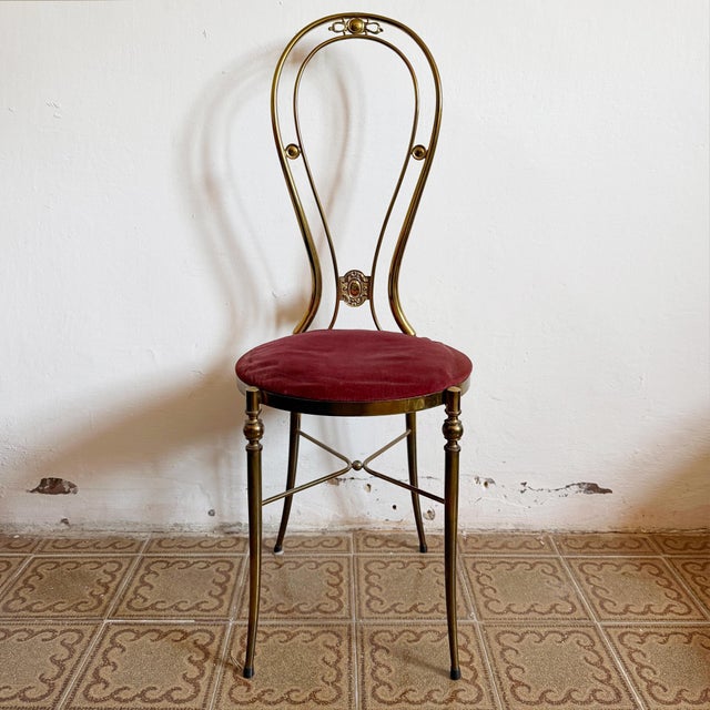 Mid-Century Modern Mid-Century Modern Hollywood Regency Brass Chair attributed to Paolo Buffa, Italy, 1950s For Sale - Image 3 of 17