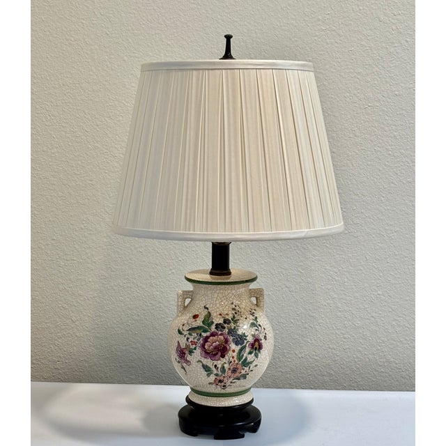 Textile 1970s Vintage Chinoiserie Table Lamp With Silk Shade For Sale - Image 7 of 8