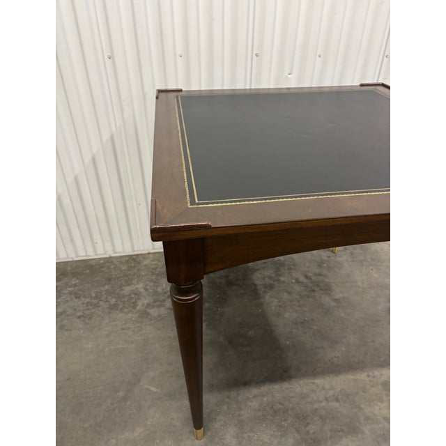Brown Vintage Leather Top Game & Card Dining Table by Fine Arts Furniture Co. For Sale - Image 8 of 10