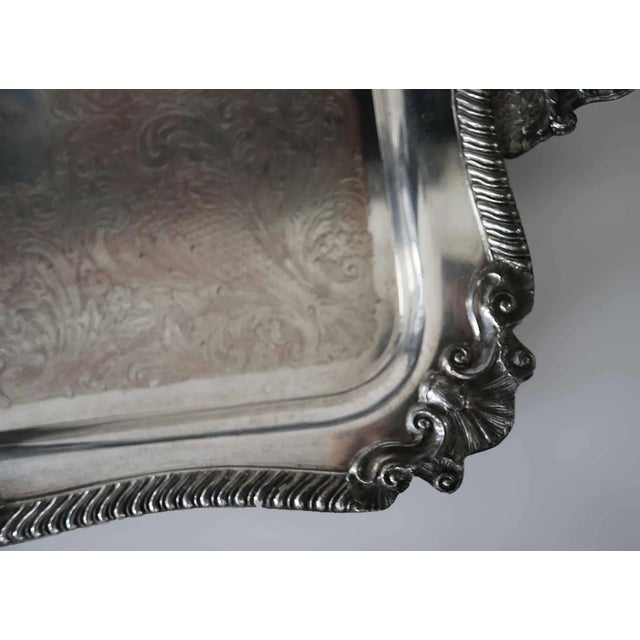 Early 20th Century Antique Silver on Copper Serving Tray For Sale - Image 5 of 8