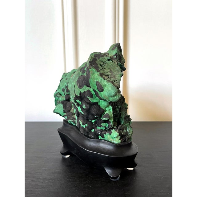 Natural Malachite Rock on Display Stand as a Scholar Stone For Sale - Image 11 of 14