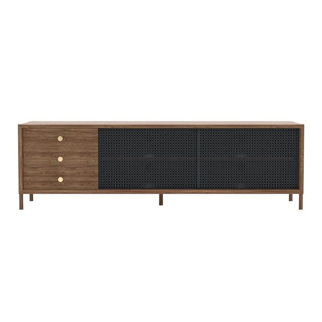 Slate grey metal gabin sideboard 162 cm with drawers natural walnut by harto dimensions: w 162 x d 45 x h 49 cm....