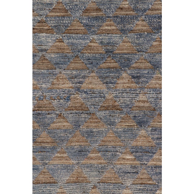 Rug & Kilim’s Moroccan Style Rug in Blue with Brown Geometric Patterns - 6x9 For Sale In New York - Image 6 of 7