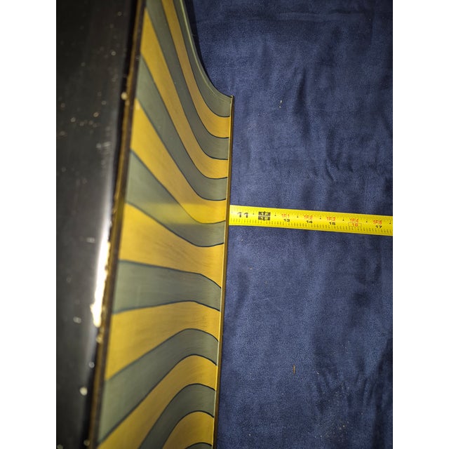 Vintage Postmodern Striped Tôle Planter Cachepot With Brass Bun Feet Fd For Sale - Image 10 of 10