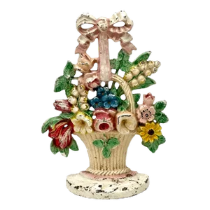 Nice Vintage 1930s American Hubley Manufacturing Co. Model #189 Cast Iron Flower Basket Doorstop