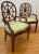 Pair of Contemporary Walnut Framed Upholstered Arm Chairs With Inlay 24" wide x 19" Deep x 19.5" High at the Seat x 14.5"...