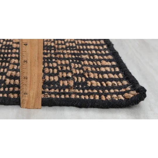 Black Cotton Jute Boho Hand Woven Herringbone Pattern Nordic Scandinavian Decor 5x7 Ft. For Sale - Image 10 of 11