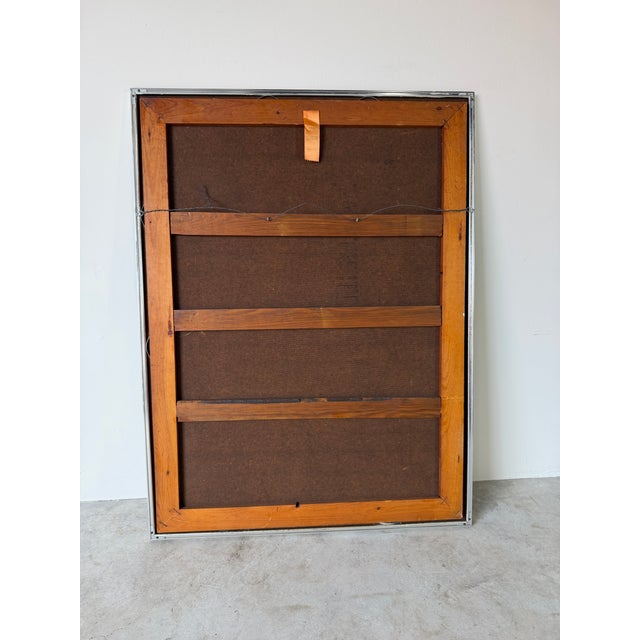 1980 Florilore Mid-Century Modern “Tinker Toy” Boat Painting on Board, Framed For Sale - Image 12 of 12