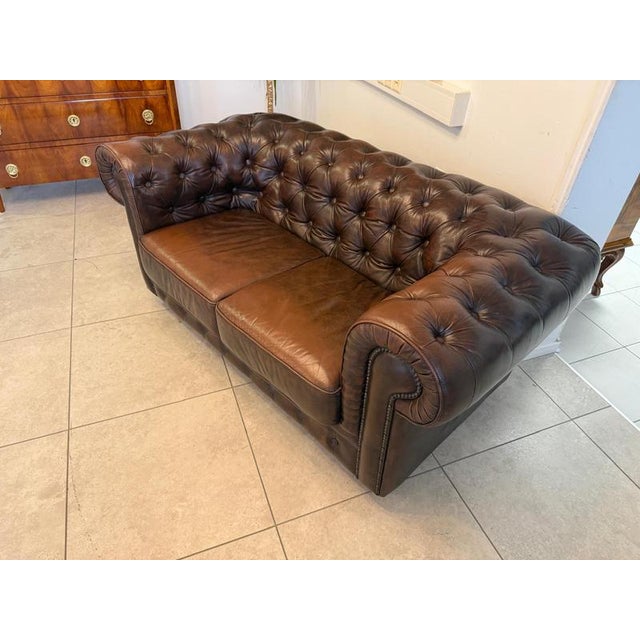 Chesterfield Sofas and Club Chair in Leather, Set of 3 For Sale - Image 16 of 18