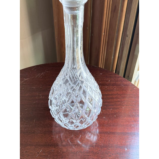 Mid 20th Century Mid Century Modern Cut Crystal Decanter Diamond Quilted Body With Sunburst Ball Stopper For Sale - Image 10 of 10