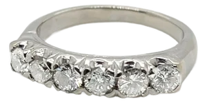 Retro Platinum & Diamond Six-Stone Band Ring