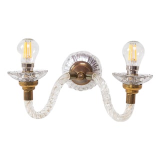 French Wall Sconce in Crystal and Brass, 1950s For Sale