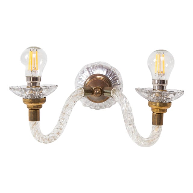 French Wall Sconce in Crystal and Brass, 1950s For Sale