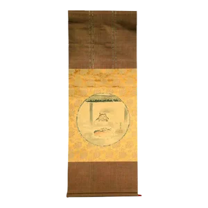 18th Century Edo Period Japanese Silk Scroll of Daruma Hanabusa Itcho