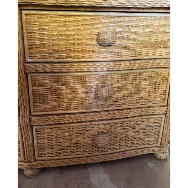 Vintage Natural Woven Rattan Six-Drawer Dresser For Sale In Philadelphia - Image 6 of 12