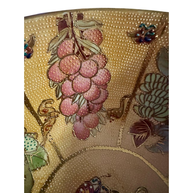 Ceramic Vintage Oriental Moriage Rose and Fruit Porcelain Bowl For Sale - Image 7 of 12