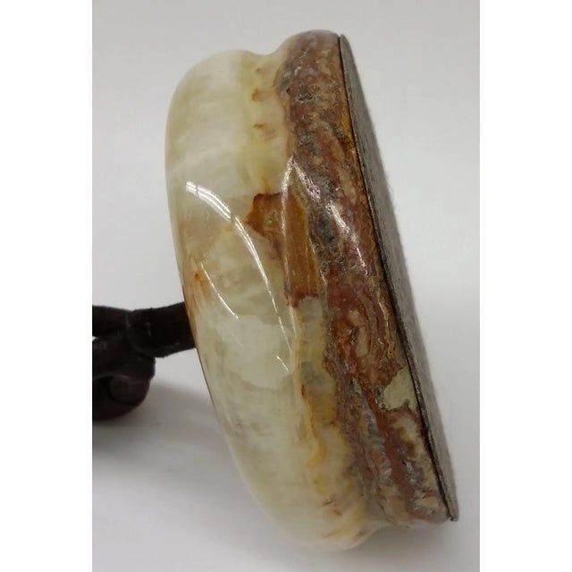 Bronze Unique Quirky Bronze Naked Bull Sitting on Onyx Platform For Sale - Image 8 of 9