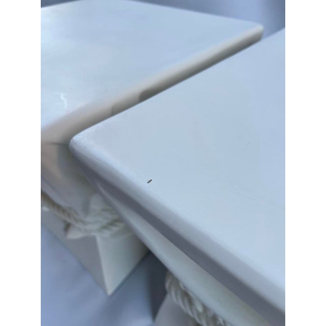 Plaster Draped Fabric and Rope Side Tables a Pair For Sale - Image 9 of 12