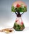 A beautiful piece of french art nouveau glass art: lamp with a conical base on a ring stand, dome-shaped shade made of...