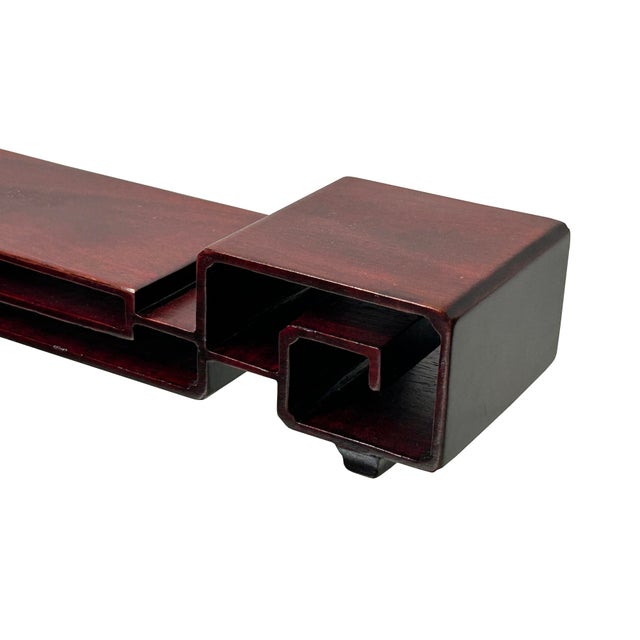 7.5" Reddish Brown Wood Straight Scroll Rectangular Stand Riser Easel For Sale In San Francisco - Image 6 of 6