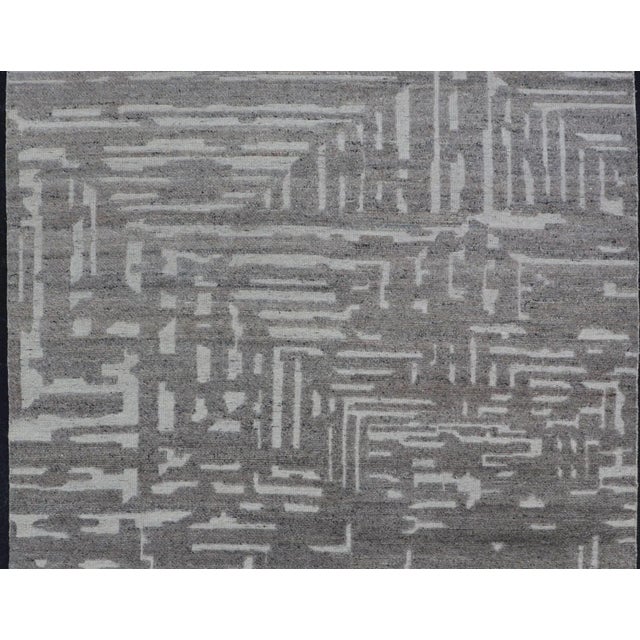 Cream Modern Hand Knotted Wool Area Rug by Keivan Woven Arts 5'8 X 8'5 For Sale - Image 8 of 12