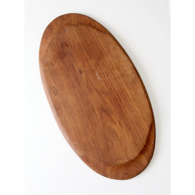 Wood Vintage Mid-Century Large Teak Carving Board For Sale - Image 7 of 9