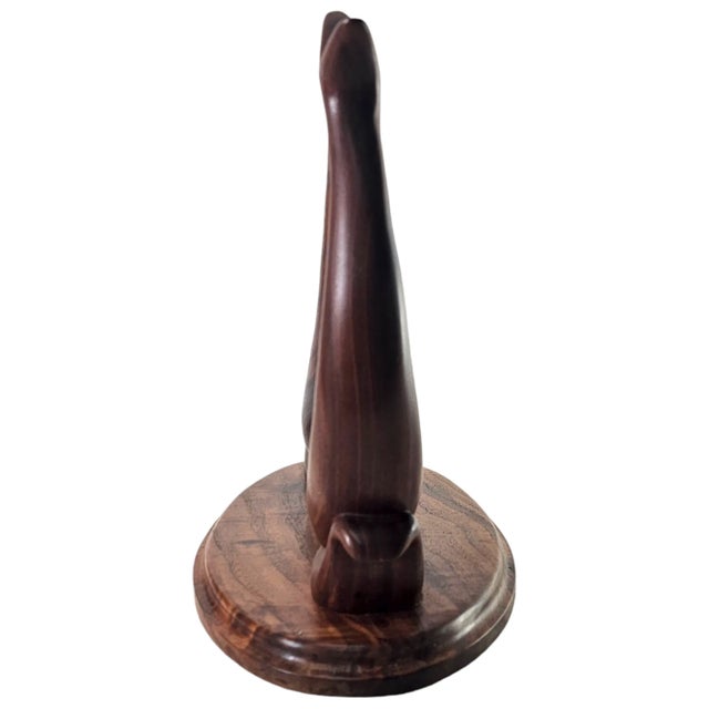 Vintage Hand Carved Dolphin Sculpture Walnut MCM Figurine Dolphin Figure 14" For Sale In San Francisco - Image 6 of 7