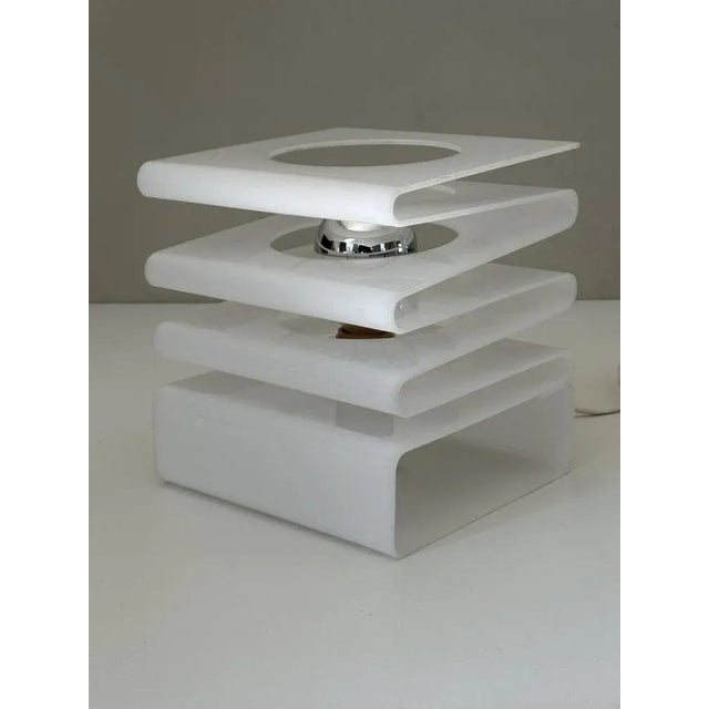 White Acrylic Table Lamp, 1970s For Sale - Image 13 of 13