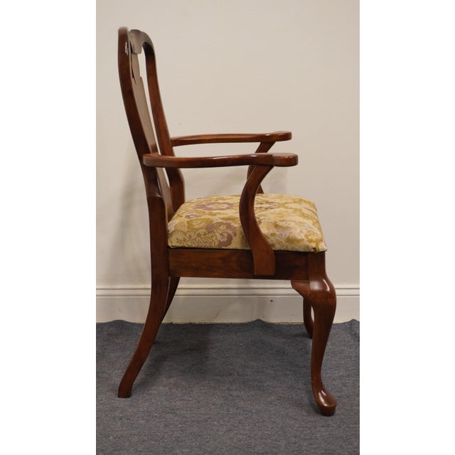 Wood Cresent Furniture Solid Cherry Traditional Queen Anne Style Dining Arm Chair For Sale - Image 7 of 9