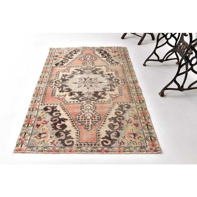 Boho Chic Vintage Cotton and Wool Rug For Sale - Image 3 of 11