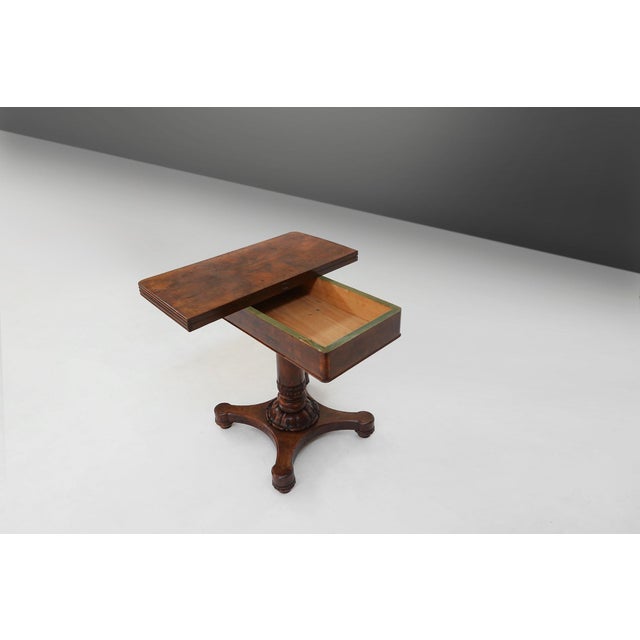 Victorian Burl Wood Folding Card Table, UK, 19th Century For Sale - Image 4 of 18