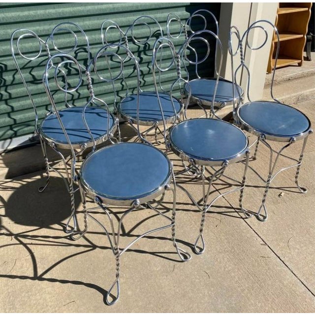 Mid-Century Modern Vintage Mid Century 1950’s Chrome Ice Cream Chairs Priced Each For Sale - Image 3 of 8