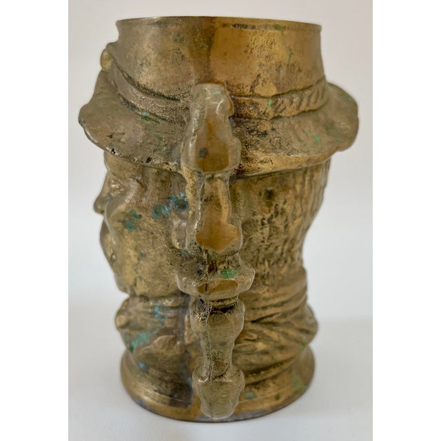 Vintage solid brass Toby Mug Stein. Unmarked.