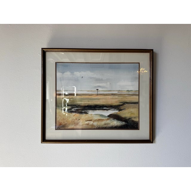 Abstract 1980's Vintage B. Mills Florida Landscape Watercolor Painting, Framed For Sale - Image 3 of 11