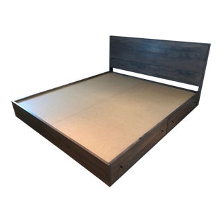 Room & Board Hudson Grey Cal King Bed With Storage Drawers For Sale